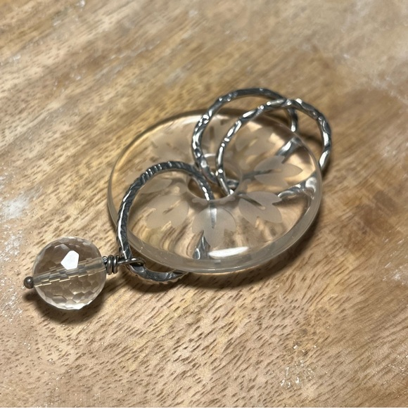 Silpada 925 Sterling Silver Etched Glass Crystal Round Donut Dangle Pendant - Picture 7 of 15